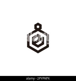 Buchstabe B in 8, sechseckiges geometrisches Symbol einfacher Logovektor Stock Vektor