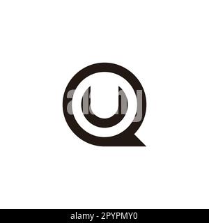 Buchstabe U in Q, kreisförmiges geometrisches Symbol einfacher Logovektor Stock Vektor