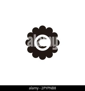 Buchstabe C im geometrischen Blumensymbol einfacher Logo-Vektor Stock Vektor