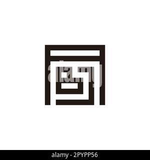 Buchstaben A, J und B quadratisches geometrisches Symbol einfacher Logovektor Stock Vektor