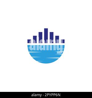 Gebäude, Meeres-geometrisches Symbol einfacher Logo-Vektor Stock Vektor