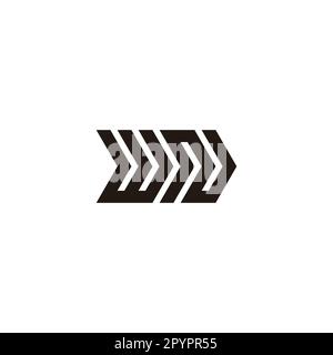 Buchstabe WN-Richtung, Rechtes geometrisches Symbol einfacher Logo-Vektor Stock Vektor