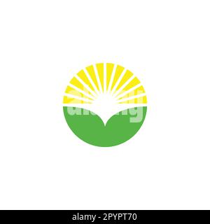 Sonnenaufgang, Blatt geometrisches Symbol einfacher Logo-Vektor Stock Vektor