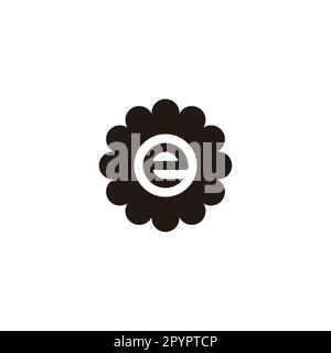Buchstabe e in Blume, kreisförmiges geometrisches Symbol einfacher Logo-Vektor Stock Vektor