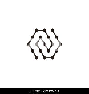 Buchstabe N Sechseck, Moleküle abgerundetes geometrisches Symbol einfacher Logovektor Stock Vektor