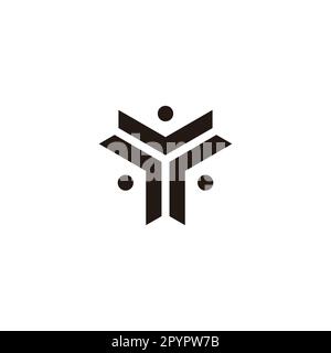 Buchstabe Y, Teamarbeit, drei geometrische Symbole, einfacher Logo-Vektor Stock Vektor