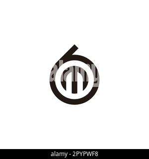 Buchstabe m in 6, kreisförmiges geometrisches Symbol einfacher Logovektor Stock Vektor