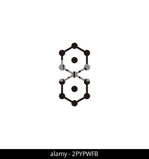 Nummer 8 Sechsecke, Moleküle geometrisches Symbol einfacher Logo-Vektor Stock Vektor