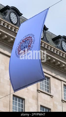 Vorbereitungen für die Krönung von König Karl III., 30. April 2023, Piccadilly, London W1 Stockfoto