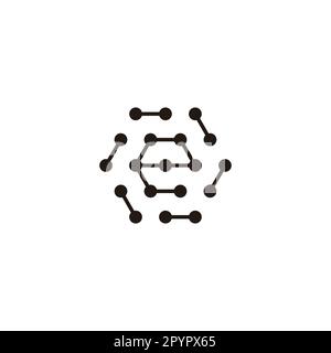 Buchstabe e Sechseck, Moleküle abgerundetes geometrisches Symbol einfacher Logovektor Stock Vektor