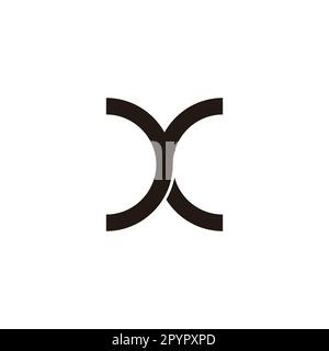 Buchstabe yx xy y x Kurve, Umriss geometrisches Symbol einfacher Logovektor Stock Vektor