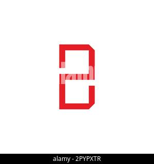Nummer 2 Buchstabe D, quadratisches geometrisches Symbol einfacher Logo-Vektor Stock Vektor