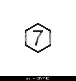 Nummer 7 Sechseck, Linien geometrisches Symbol einfacher Logo-Vektor Stock Vektor