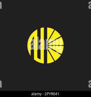 Buchstabe N Zitrone, geometrisches Fruchtsymbol einfacher Logo-Vektor Stock Vektor