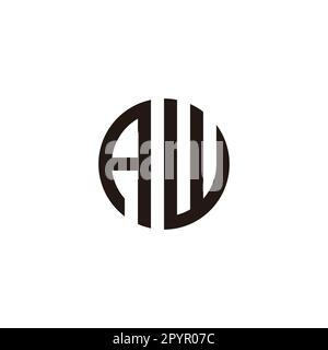 Buchstaben-AW-Kreis, Linien-geometrisches Symbol einfacher Logovektor Stock Vektor