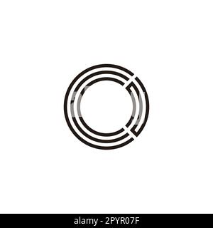 Buchstaben C und N Linien, kreisförmiges geometrisches Symbol einfacher Logovektor Stock Vektor