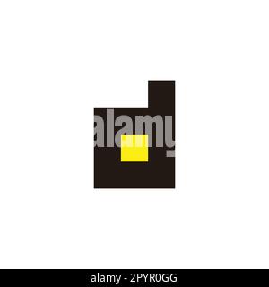 Buchstabe d Lampe, quadratisches geometrisches Symbol einfacher Logo-Vektor Stock Vektor