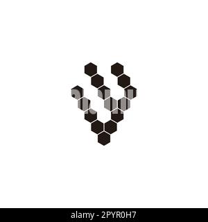 Buchstabe W Raute, Sechsecke geometrisches Symbol einfacher Logovektor Stock Vektor