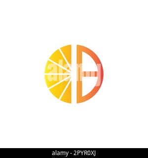 Nummer 8 Orange, geometrisches Fruchtsymbol einfacher Logo-Vektor Stock Vektor