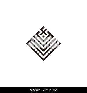 Quadratische Buchstaben E, Y und F, elegantes geometrisches Symbol einfacher Logovektor Stock Vektor