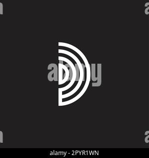 Buchstabe DW halbkreisförmiges geometrisches Symbol einfacher Logo-Vektor Stock Vektor