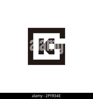 Die Buchstaben K und G verbinden sich, quadratisches geometrisches Symbol einfacher Logo-Vektor Stock Vektor