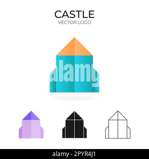 Origami-Tutorial für Kinder. Origami, süßes Schloss. Stock Vektor