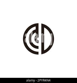 Buchstabe MD-Kurve, Kreis geometrisches Symbol einfacher Logo-Vektor Stock Vektor