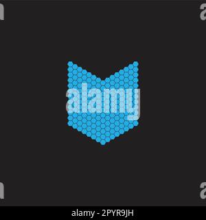 Schild, Sechsecke, Technologie geometrisches Symbol einfacher Logo-Vektor Stock Vektor