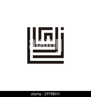 Buchstaben L, j, y, r und n quadratisches geometrisches Symbol einfacher Logovektor Stock Vektor