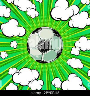 Fußballkonzept im Pop-Art-Stil für Druck und Dekoration. Vektordarstellung. Stock Vektor