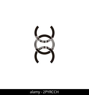 Buchstaben U, O und n kreisförmiges geometrisches Symbol einfacher Logovektor Stock Vektor