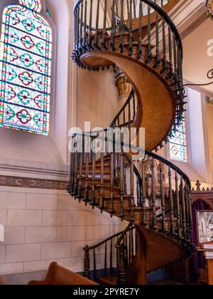 Loretto Chapel wundersame Treppe in Santa Fe, New Mexico Stockfoto