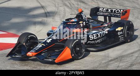 IndyCar-Fahrer Santino Ferrucci, der am Long Beach Grand Prix in A.J. teilnimmt Foyts Auto Nr. 14. Stockfoto