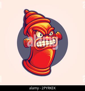Feuerhydranten-Rettungsteam wütende Logo-Illustrationen Vektor für Ihr Arbeitslogo, Merchandise-T-Shirt, Aufkleber und Etikettendesigns, Poster, Grußkarten Stock Vektor