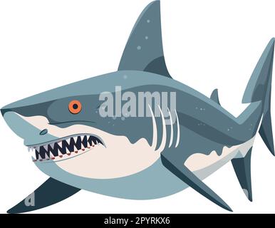 Gruseliger Unterwasserhai über Weiß Stock Vektor