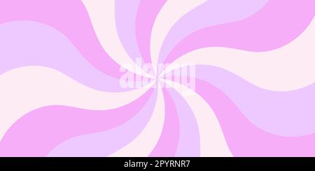 Groovy Hippie 70s Wavy Retro Sunburst Horizontaler Hintergrund. Vector Swirled Radial Striped Banner im trendigen Seventies Style. Stock Vektor