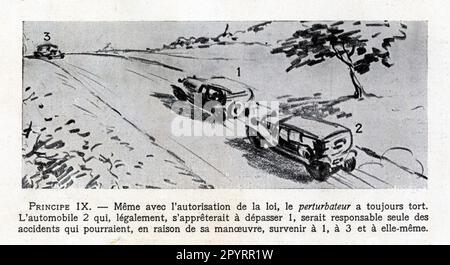 Le Code de la Route ancien.1929.Principe IX : Même avec l'autorisation de la loi, le perturbateur a toujours tort. L'Automobile 2, qui, légalement Stockfoto