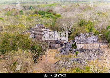 Maya-Ruinen an der archäologischen Stätte Ek Balam in der Nähe von Valladolid, Temozón, Yucatán, Mexiko Stockfoto