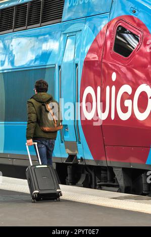 PARIS (75) 12 EME ARRONDISSEMENT. GARE DE LYON. ZUG TGV OUIGO, LA FILIALE, LOW COST DE LA SNCF Stockfoto
