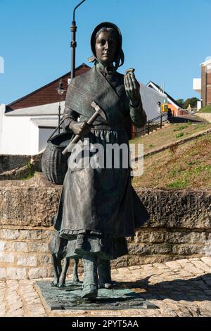 Die Bronzestatue von Mary Anning in Lyme Regis, Dorset Stockfoto