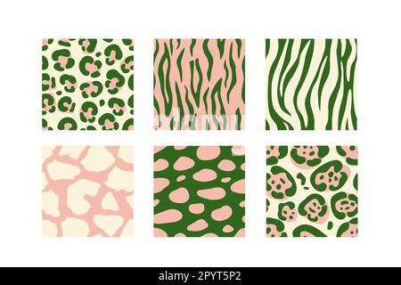 Abstrakte Muster tierischer Haut. Von Hand gezeichnetes Vektorset. Stock Vektor