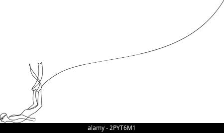 Eine durchgehende Linienzeichnung eines Tauchers. Das Konzept des Sports ist eine Reise des Tauchens in einzeiliger Kunst Stock Vektor