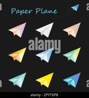 Symbol Der Papierebene. Farbenfrohes Origami Flugzeugset. Symbol Zum Senden Von Nachrichten Für Chats, Website, Mobile App. Abbildung Des Designvektors Für Das Papierflugzeug-Logo Stock Vektor