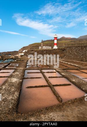 Salinas de Fuencaliente an der Südküste der Insel La Palma auf den Kanarischen Inseln. Reisekonzept. Stockfoto