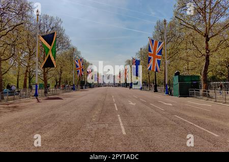 Die Mall London in Vorbereitung auf eine Krönung Stockfoto