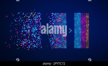 Analyse von Big Data mit KI-Technologie für Geschäftsanalysen. Erkenntnisse aus Data Mining, Filterung, Sortierung und Clustering. Datenwissenschaft, künstlich Stockfoto