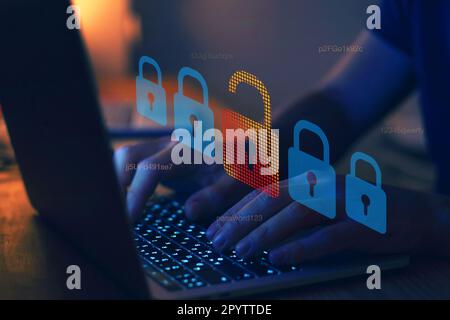 Hacker-Angriff, Cyberkriminalität Stockfoto