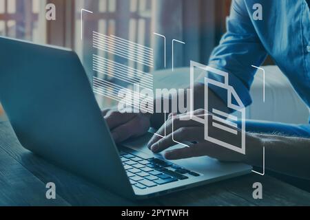 Dokumentenmanagementkonzept, Online-Dokumentationsdatenbank Stockfoto