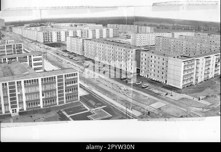 Potsdamer Wohngebiet Stern vorgefertigte Gebäude neue Gebäude Straßen Parkplätze WBS 70 Programm Magistrale Innenhöfe Balkons im März 1978 Foto: MAZ/ [maschinelle Übersetzung] Stockfoto